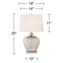 360 Lighting Axel Modern Table Lamps 25" High Set Of 2 Mercury Glass With Dimmers White Fabric Drum Shade For Bedroom Living Room Bedside Nightstand -360 Lighting GUEST 8a146c0f cbac 4a95 92c8 0ddf6bbbc626