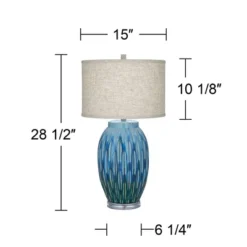 360 Lighting Selena Modern Table Lamp 28 1/2" Tall Green Blue Glaze Ceramic Oatmeal Fabric Drum Shade For Bedroom Living Room Bedside Nightstand Kids 11 360 Lighting Selena Modern Table Lamp 28 1/2" Tall Green Blue Glaze Ceramic Oatmeal Fabric Drum Shade For Bedroom Living Room Bedside Nightstand Kids -360 Lighting GUEST 8a187dfb 5ffc 46a3 b6a9 2967249c2596