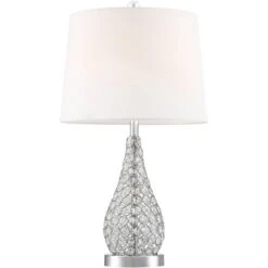 360 Lighting Sergio Modern Accent Table Lamps 23 1/2" High Set Of 2 Clear Acrylic With USB Charging Port White Drum Shade For Bedroom Living Room Desk -360 Lighting GUEST 8a88a55b d298 4dcf 88ac b203d09c55bf