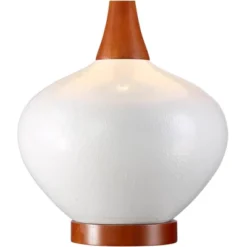 360 Lighting Brice Modern Mid Century Accent Table Lamp 23" High Ivory Ceramic Wood Neck Off White Drum Shade For Bedroom Living Room Bedside Office -360 Lighting GUEST 8aa88849 cc3b 4fbb bdeb d4785430dc77 1