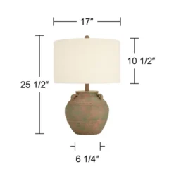 360 Lighting Eliza 25 1/2" High Jar Rustic Traditional Table Lamp Musk Green Finish Single Cream Shade Living Room Bedroom Bedside Nightstand House -360 Lighting GUEST 8abc553b 8a94 4e69 8221 192fad4df1dd