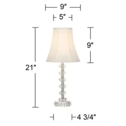 360 Lighting Bohemian Country Cottage Accent Table Lamp 21" High Clear Stacked Glass Off White Bell Shade For Bedroom Living Room Bedside Nightstand -360 Lighting GUEST 8bcd9246 43c8 466d a9ba 366150568aa5