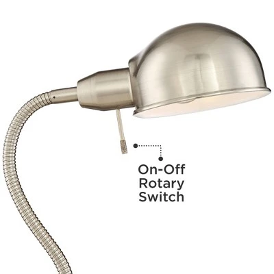 360 Lighting Modern Task Floor Lamp With USB Charging Port 61" Tall Satin Nickel Adjustable Gooseneck Arm For Living Room Reading 4 360 Lighting Modern Task Floor Lamp With USB Charging Port 61" Tall Satin Nickel Adjustable Gooseneck Arm For Living Room Reading - Image 2