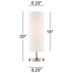 360 Lighting Heyburn Modern Accent Table Lamps 20" High Set Of 2 Brushed Nickel With USB And AC Power Outlet In Base White Cylinder Shade For Desk -360 Lighting GUEST 8c9017e9 6ca9 48bc a7a5 446e5ec44230