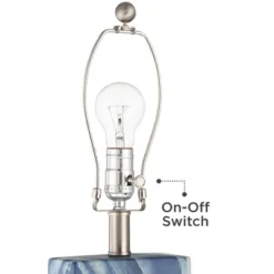 360 Lighting Connie Modern Table Lamps 25" High Set Of 2 Blue Faux Marble With USB Charging Port Table Top Dimmers White Shade For Bedroom Office Desk -360 Lighting GUEST 8cb27fda b11e 408c 9fe7 b4091af2c21b