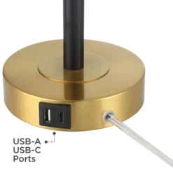 360 Lighting Lenore 22 3/4" High Small Modern Accent Table Lamps Set Of 2 USB Port Adjustable Height Black Gold Metal White Shade Living Room Charging -360 Lighting GUEST 8cc4729c a1b2 4fcb 8dda ca98b9929d6e