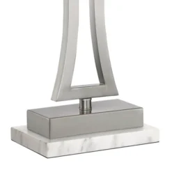 360 Lighting Roxie Modern Table Lamps Set Of 2 With White Marble Risers 31" Tall Brushed Nickel Off White Fabric Shade For Bedroom Living Room Bedside -360 Lighting GUEST 8ccb50f2 2eeb 4c65 abf6 41f41cfdc4f2