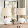 360 Lighting Brice 23" High Small Mid Century Modern Accent Table Lamps Set Of 2 Ivory Wood Ceramic Living Room Bedroom Bedside Off-White Shade -360 Lighting GUEST 8d26885a 5089 4834 a0ad a788862f7476