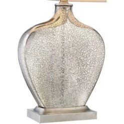 360 Lighting Axel Modern Table Lamps 25" High Set Of 2 Mercury Glass White Fabric Drum Shade For Bedroom Living Room Bedside Nightstand Office Kids -360 Lighting GUEST 8e30a991 9be1 437c b947 8974d87e55ca