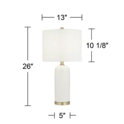 360 Lighting Draper 26" High Modern Coastal Table Lamps Set Of 2 White Ceramic Living Room Bedroom Bedside Nightstand House Office Home Reading -360 Lighting GUEST 8f89855b a294 46a6 8624 a061b263c804