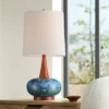 360 Lighting Andi 25" High Mid Century Modern Coastal Table Lamp Blue Green Ceramic Wood Single White Shade Living Room Bedroom Colors May Vary -360 Lighting GUEST 8fd00152 c7d3 40ac b5e8 d8f609f104fe