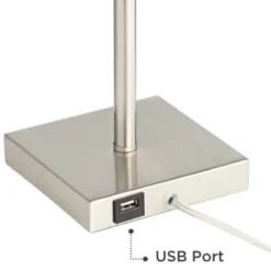 360 Lighting Franco Modern Table Lamps 26 1/2" High Set Of 2 Brushed Nickel With USB Charging Ports White Square Shade For Bedroom Living Room Desk -360 Lighting GUEST 905df376 67af 42ea b2fd 07b1f0a7eb7c