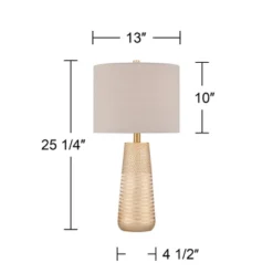360 Lighting Mira 25 1/4" High Modern Table Lamps Set Of 2 Textured Gold Finish Oatmeal Shade Living Room Bedroom Bedside Nightstand House Office -360 Lighting GUEST 90687f7a 945f 49be 89e3 94125ab31640