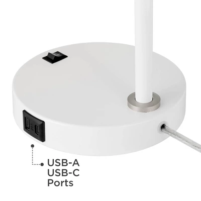 360 Lighting Chase 23" High Small Modern Desk Lamps Set Of 2 USB Port White Metal Home Office Living Room Charging Bedroom Bedside Nightstand 6 360 Lighting Chase 23" High Small Modern Desk Lamps Set Of 2 USB Port White Metal Home Office Living Room Charging Bedroom Bedside Nightstand - Image 4