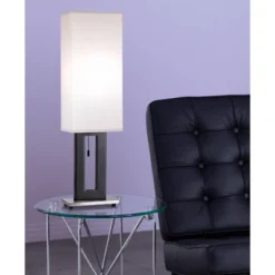 360 Lighting Floating Rectangle Modern Table Lamp 30" Tall Black Metal Open Frame White Fabric Box Shade For Bedroom Living Room Bedside Nightstand -360 Lighting GUEST 9162d17b 1a24 4048 9280 6afecf83b70f