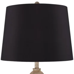 360 Lighting Lynn Country Cottage Buffet Table Lamps 26 3/4" High Set Of 2 Light Beige Wood Black Faux Silk Drum Shade For Bedroom Living Room Office