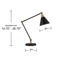 360 Lighting Modern Industrial Desk Table Lamp With USB Charging Port Adjustable 26.75" High Black Antique Brass For Bedroom Bedside Office -360 Lighting GUEST 91d42d2e ec94 4163 8b05 f79768e06f5e