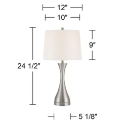 360 Lighting Koncave 24 1/2" High Modern Table Lamps Set Of 2 Silver Brushed Nickel Finish Metal White Shade Living Room Bedroom Bedside Nightstand -360 Lighting GUEST 91f70061 48c8 48e2 b359 0a924b2e3a56