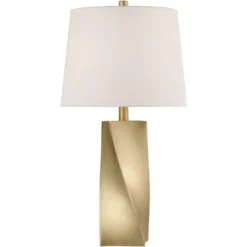 360 Lighting Arabella 25" High Geometric Modern Table Lamps Set Of 2 Gold Finish Off-White Shade Living Room Bedroom Bedside Nightstand House Office -360 Lighting GUEST 9253f62e 1be2 42d5 8393 4ea9182879e5