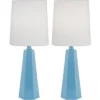 360 Lighting Dana 20" High Small Geometric Modern Coastal Accent Table Lamps Set Of 2 Blue Metal White Shade Living Room Bedroom Bedside Nightstand -360 Lighting GUEST 9291d495 5c09 4f86 a1d5 1a38360713a1