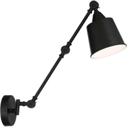 360 Lighting Mendes Modern Industrial Swing Arm Wall Lamp Black Hardwired Light Fixture Adjustable Metal Shade For Bedroom Bedside Reading Living Room -360 Lighting GUEST 92a178ca 1661 4703 98f9 f81741d34106