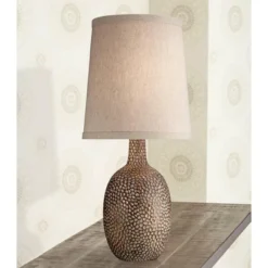 360 Lighting Chalane Rustic Accent Table Lamps 23 1/2" High Set Of 2 Antique Bronze Hammered Natural Linen Shade For Bedroom Living Room Bedside House -360 Lighting GUEST 94233f93 615a 49e1 9b5b e1a7e520a1ea