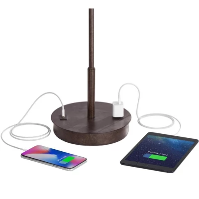 360 Lighting Modern Accent Table Lamp With USB And AC Power Outlet 23 1/2" High Bronze Fabric Drum Shade For Bedroom Living Room House Desk Bedside 5 360 Lighting Modern Accent Table Lamp With USB And AC Power Outlet 23 1/2" High Bronze Fabric Drum Shade For Bedroom Living Room House Desk Bedside - Image 3