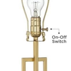 360 Lighting Gale Modern Mid Century Table Lamps 26" High Set Of 2 Brushed Gold Grid Metal White Shade For Bedroom Living Room Bedside Nightstand Kids -360 Lighting GUEST 950f74ed fb79 4092 a8eb 599d795d9f5a