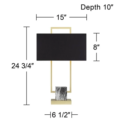 360 Lighting Carl 24 3/4" High Modern Table Lamps Set Of 2 Gold Finish Metal Living Room Bedroom Bedside Nightstand House Kitchen Entryway Black Shade 5 360 Lighting Carl 24 3/4" High Modern Table Lamps Set Of 2 Gold Finish Metal Living Room Bedroom Bedside Nightstand House Kitchen Entryway Black Shade - Image 3