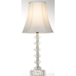 360 Lighting Bohemian Country Cottage Accent Table Lamp 21" High Clear Stacked Glass Off White Bell Shade For Bedroom Living Room Bedside Nightstand -360 Lighting GUEST 96cd18f8 f989 4366 978e 1652e0681f9d