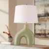 360 Lighting Lyrah 25" High Mid Century Modern Table Lamp Green Glaze Finish Ceramic Single White Shade Living Room Bedroom Bedside Nightstand House -360 Lighting GUEST 97257ba8 d4f0 4916 90be 8244f7d20cdd