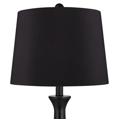 360 Lighting Karl Modern Table Lamps 28 1/4" Tall Set Of 2 Black Metal With USB And AC Power Outlet In Base Faux Silk Shade For Bedroom House Home 7 360 Lighting Karl Modern Table Lamps 28 1/4" Tall Set Of 2 Black Metal With USB And AC Power Outlet In Base Faux Silk Shade For Bedroom House Home - Image 5