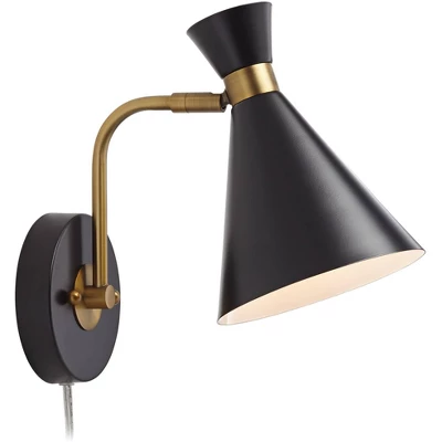 360 Lighting Modern Wall Lamp With USB Port Matte Black Brass Plug-In 6 1/4" Light Fixture Cone Shade For Bedroom Bedside House Reading 8 360 Lighting Modern Wall Lamp With USB Port Matte Black Brass Plug-In 6 1/4" Light Fixture Cone Shade For Bedroom Bedside House Reading - Image 6