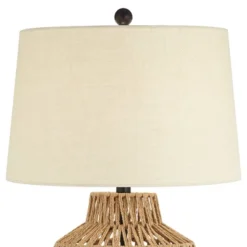 360 Lighting San Marcos 27" Tall Modern Coastal Table Lamps Set Of 2 Natural Wicker Metal Oatmeal Shade Living Room Bedroom Bedside Nightstand House -360 Lighting GUEST 9b713335 3fb2 4438 aae1 78ca5579e229