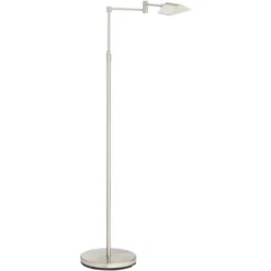 360 Lighting Zema Modern 49 1/2" Tall Standing Floor Lamps Set Of 2 Lights Swing Arm Pharmacy LED Adjustable Silver Metal Brushed Nickel Finish -360 Lighting GUEST 9c7f8f79 65fa 42eb b237 01f50d289a94