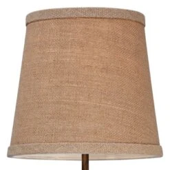 360 Lighting Rustic Farmhouse Accent Table Lamp 15 1/2" High Set Of 2 Sculptural Crackle Dark Bronze Brown Natural Burlap Drum Shade For Bedroom House