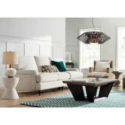 360 Lighting Brice Modern Mid Century Accent Table Lamp 23" High Ivory Ceramic Wood Neck Off White Drum Shade For Bedroom Living Room Bedside Office -360 Lighting GUEST 9fd5eeff 26e7 48a5 a661 fad7fda6cf28