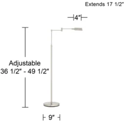 360 Lighting Zema Modern 49 1/2" Tall Standing Floor Lamps Set Of 2 Lights Swing Arm Pharmacy LED Adjustable Silver Metal Brushed Nickel Finish -360 Lighting GUEST a0580fee e388 4b0f b478 93fb413a686d