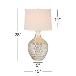 360 Lighting Waylon Modern Table Lamp 28" Tall Mercury Glass With Table Top Dimmer Off White Drum Shade For Bedroom Living Room Bedside Nightstand -360 Lighting GUEST a0f05b5d 5af0 4182 b31b 72fb5db3e25e
