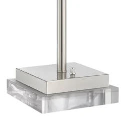 360 Lighting Andre Modern Table Lamps Set Of 2 With Square Risers 28 1/4" Tall Silver Metal USB And AC Power Outlet In Base White Drum Shade For Desk -360 Lighting GUEST a153ef32 24ab 4fa1 8395 16c956d4203d