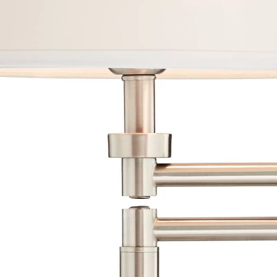 360 Lighting Camber Modern Desk Table Lamp 29" Tall Brushed Steel With USB And AC Power Outlet In Base Swing Arm Linen Shade For Bedroom Living Room 7 360 Lighting Camber Modern Desk Table Lamp 29" Tall Brushed Steel With USB And AC Power Outlet In Base Swing Arm Linen Shade For Bedroom Living Room - Image 5