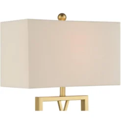 360 Lighting Claudia 26 1/2" Tall Square Modern Glam Luxe Table Lamp Gold Finish Metal Single White Shade Living Room Bedroom Bedside Nightstand House -360 Lighting GUEST a1b03d11 8b47 4530 bec6 fc45fafa9d08