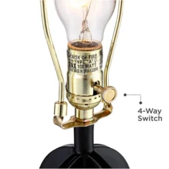 360 Lighting Marcel Industrial Table Lamps 24 1/4" High Set Of 2 Black With USB Charging Port And Nightlight LED Cream Shade For Bedroom Bedside Desk -360 Lighting GUEST a2307e8f 3faf 448c a0fd 7ffba43a7510 2