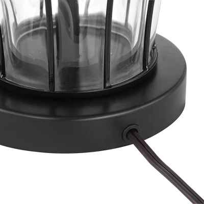 360 Lighting Hudson Rustic Table Lamps 23" High Set Of 2 Dark Bronze Blown Clear Glass Gourd Burlap Fabric Drum Shade For Bedroom Living Room Bedside 7 360 Lighting Hudson Rustic Table Lamps 23" High Set Of 2 Dark Bronze Blown Clear Glass Gourd Burlap Fabric Drum Shade For Bedroom Living Room Bedside - Image 5