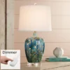 360 Lighting Devan Modern Table Lamp 24 1/2" High Blue Ceramic With Table Top Dimmer LED Nightligh White Shade For Bedroom Living Room Nightstand Home -360 Lighting GUEST a27bb4da 393e 46a9 9872 5b65c70f5546