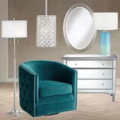 360 Lighting Nimbus Modern Accent Table Lamp 22" High Blue Art Glass With LED Nightlight White Drum Shade For Bedroom Living Room Bedside Office Kids -360 Lighting GUEST a2fdda74 2e5a 4401 af69 916eac98135f