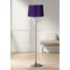 360 Lighting Modern Floor Lamp Standing 62 1/2" Tall Brushed Nickel Silver Crystals Dark Purple Satin Drum Shade For Living Room Bedroom Office House -360 Lighting GUEST a397f659 9a4a 4162 a586 3e2539c3855a