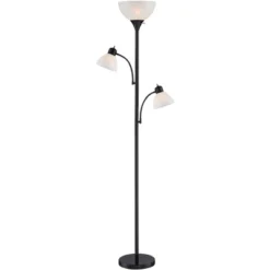 360 Lighting Bingham Modern Torchiere Floor Lamp With Side Lights 71 1/2" Tall Black Metal White Shade For Living Room Reading Bedroom Office House -360 Lighting GUEST a3f44b97 7549 436e aa64 1a2d9fa6b1b3