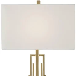 360 Lighting Sonia Modern Table Lamps 29 1/2" Tall Set Of 2 Gold Metal With Dual USB Charging Ports White Rectangular Shade For Bedroom Living Room -360 Lighting GUEST a408ca61 4827 458c 832c 86ea5cab01a4
