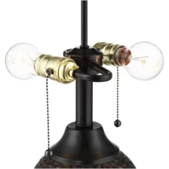 360 Lighting Cody Rustic Farmhouse Table Lamps 26" High Set Of 2 Hammered Oiled Bronze Oatmeal Linen Drum Shade For Bedroom Living Room Bedside House -360 Lighting GUEST a41a651b b5b2 492a afdc 3dfc1d2825b9